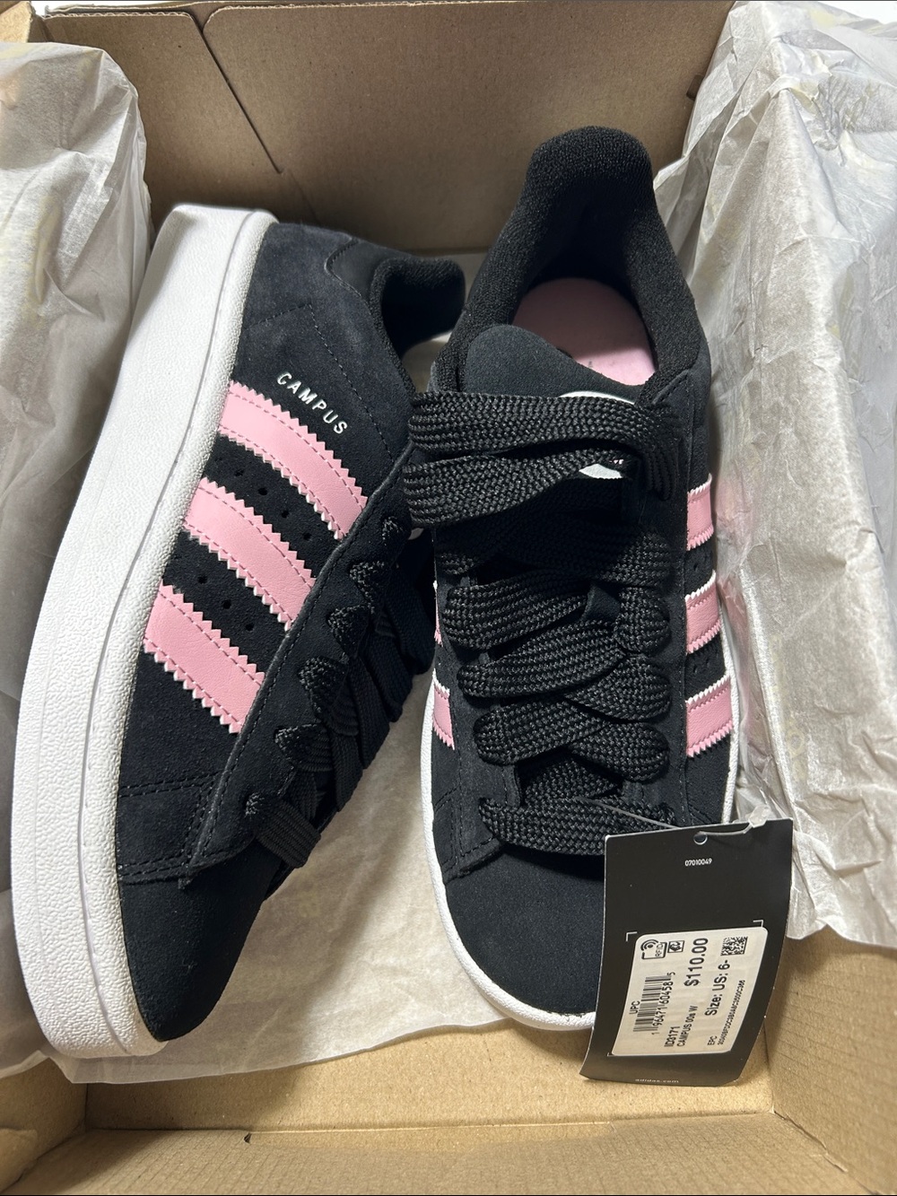 adidas Black Suede Sneakers with Pink Stripes